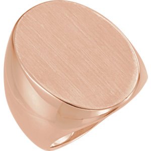 Men's 18k Rose Gold Brushed Oval Signet Ring (27x19mm)