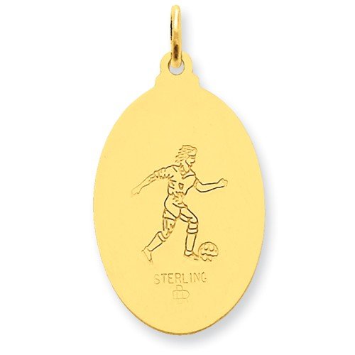 24k Gold-Plated Sterling Silver St. Christopher Soccer Medal