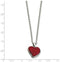 Stainless Steel Red Crystal Heart Pendant Necklace, 22"