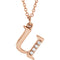 Diamond Initial 'u' Lowercase Alphabet Letter 14k Rose Gold Pendant Necklace, 16" (.025 Ctw GH, I1)