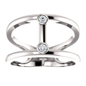 Platinum Diamond Two-Stone Negative Space Ring, Size 7 (.06 Ctw, G-H Color, SI2-SI3 Clarity)