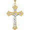 Two-Tone Fleur-de-Lis Crucifix 14k Yellow and White Gold Pendant (45X31MM)