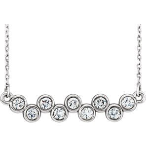 Platinum Bezel-Set Diamond Bar Necklace, 16-18" (0.5 Ctw, G-H Color,I1 Clarity)