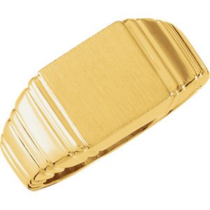 Men's Open Back Square Signet Ring, 18k Yellow Gold (11mm)