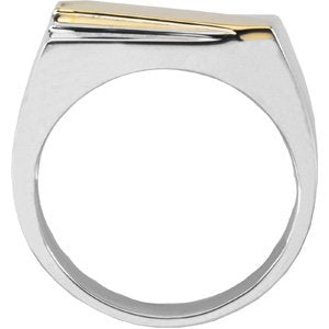 Sterling Silver with 14k Yellow Gold Two Tone Men's Band