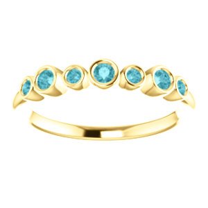 Blue Zircon 7-Stone 3.25mm Ring, 14k Yellow Gold, Size 6