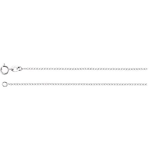 14k White Gold Rhodium-Plated Solid Curb Chain, 18" (1.00MM)