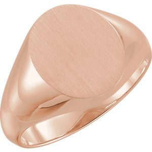 Men's Brushed Hollow Signet Semi-Polished 10k Rose Gold Ring (14x12mm) Size 10.25