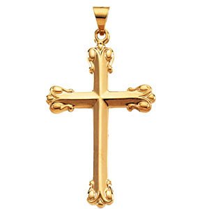 Ornate Cross 14k Yellow Gold Pendant (34.50X23.50)