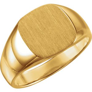 Men's 18k Yellow Gold Brushed 12mm Square Signet Ring
