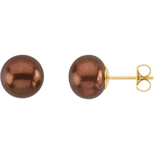 Freshwater Cultured Chocolate Pearl 14kt Yellow Gold Earrings (9.0-9.5 MM)