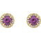 Amethyst and Diamond Halo-Style Earrings, 14k Yellow Gold (3.5 MM) (.125 Ctw, G-H Color, I1 Clarity)