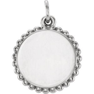 Engrave-able Round Granulated Bead Pendant, Sterling Silver