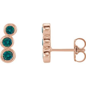 Alexandrite Three-Stone Ear Climbers, 14k Rose Gold