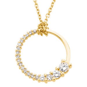 Diamond Circle 'Journey' Pendant in 14k Yellow Gold Necklace, 18" (1/5 Cttw)