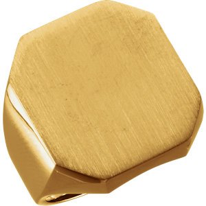 Men's 18k Yellow Gold Brushed Octagon Signet Ring, 22 X 20mm