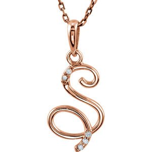 5-Stone Diamond Letter 'S' Initial 14k Rose Gold Pendant Necklace, 18" (.03 Cttw, GH, I1)