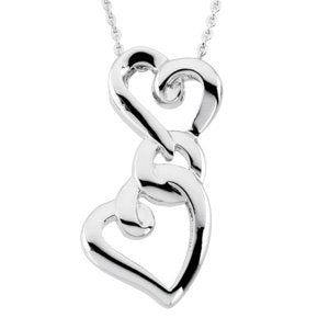 Sterling Silver My Mother My Friend Double Hearts Pendant Necklace 18"
