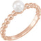 White Freshwater Cultured Pearl Stackable Beaded Ring, 14k Rose Gold (5.5-6mm) Size 6.5