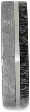 Gibeon Meteorite, Deer Antler 6mm Titanium Comfort-Fit Wedding Band, Size 5