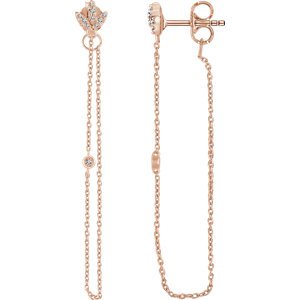Diamond Chain Earrings, 14k Rose Gold (.08 Ctw, Color H+, Clarity I1)