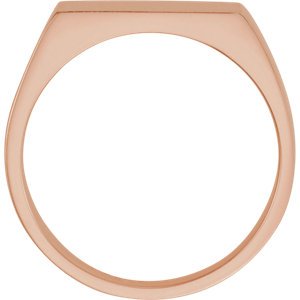 Men's Closed Back Brushed Rectangle Signet Semi-Polished 10k Rose Gold Ring (15x11mm) Size 10