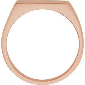 Men's 10k Rose Gold Brushed Rectangle Signet Ring (15x11mm)