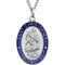 Sterling Silver and Blue St. Christopher Medal Necklace, 24" (26x20 MM)