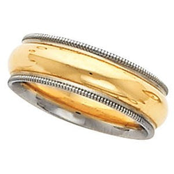6mm 14k Yellow and White Gold Two-Tone Comfort Fit Milgrain Band, Sizes 5 to 12