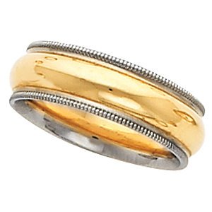 6mm 14k Yellow and White Gold Two-Tone Comfort Fit Milgrain Band, Size 8