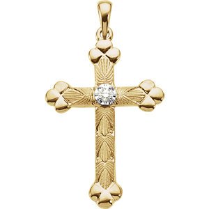 Bottonee Diamond Cross 14k Yellow Gold Pendant