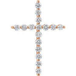 Diamond Cross 14k Rose Gold Pendant (.625 Ctw, G-H Color, I1 Clarity)