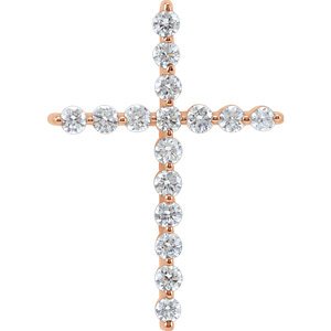 Diamond Cross 14k Rose Gold Pendant (1 Ctw, G-H Color, I1 Clarity)