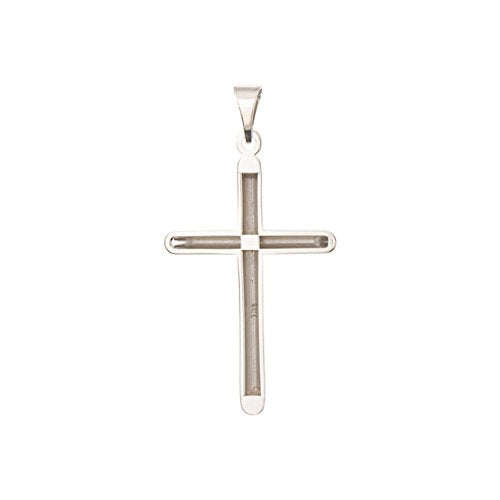 14k White Gold Unadorned Cross Pendant