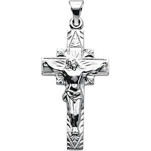 Ornamental Crucifix Sterling Silver Pendant (29X16.5MM)