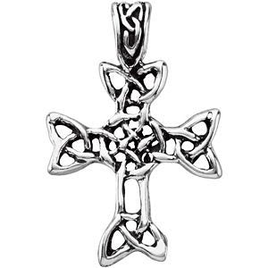 Celtic Halo Cross Sterling Silver Pendant (24.13 X 20.37 MM)