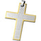 Men's Large Padre Neustro Prayer Cross Pendant, Stainless Steel and 14k Yellow Gold Plate