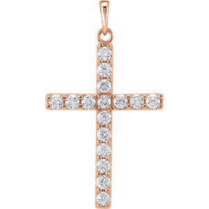 Diamond Cross Pendant, 14k Rose Gold (1 Ctw, Color GH, Clarity I1)