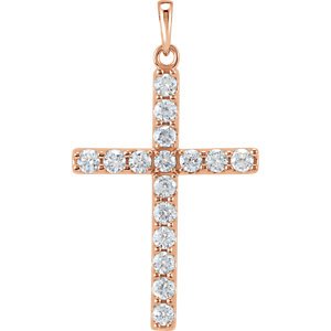 Diamond Cross Pendant, 14k Rose Gold (1.25 Ctw, Color GH, Clarity I1)