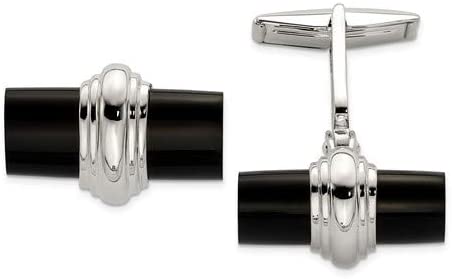 Sterling Silver Onyx Rectangle Cuff Links