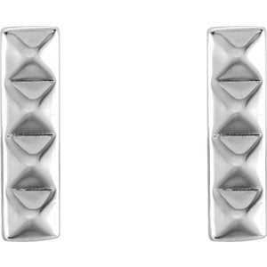 Platinum Pyramid Bar Stud Earrings