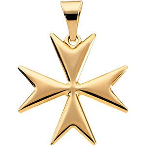 Maltese Cross 14k Yellow Gold Pendant