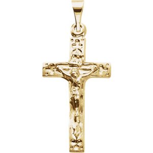Embossed Crucifix 14k Yellow Gold Pendant (20X12MM)