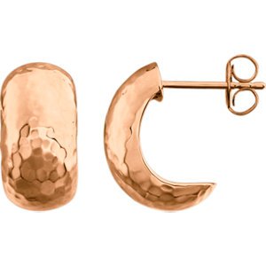 Hammered Hoop Earrings, 14k Rose Gold