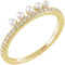 White Freshwater Cultured Pearl, Diamond Stackable Ring, 14k Yellow Gold (2mm)(.2Ctw, Color G-H, Clarity I1)