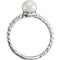 White Freshwater Cultured Pearl Rope-Trim Ring, Rhodium-Plated 14k White Gold (6.5-7mm)