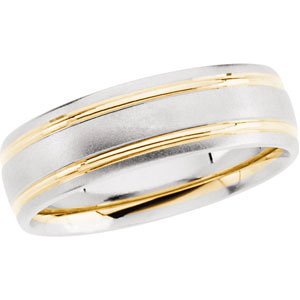 7mm 14k White and Rose Gold Two Tone Wedding Band, Size 10.25