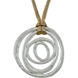 Diamond Round Pendant in Sterling Silver with Brown Cord, 18" (1/5 Cttw)