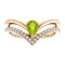 Peridot Pear and Diamond Chevron 14k Rose Gold Ring (.145 Ctw,G-H Color, I1 Clarity)