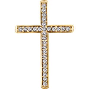 Diamond Chapel Cross Rhodium-Plated 14k Yellow Gold Pendant (.75 Ctw, H+ Color, I1 Clarity)